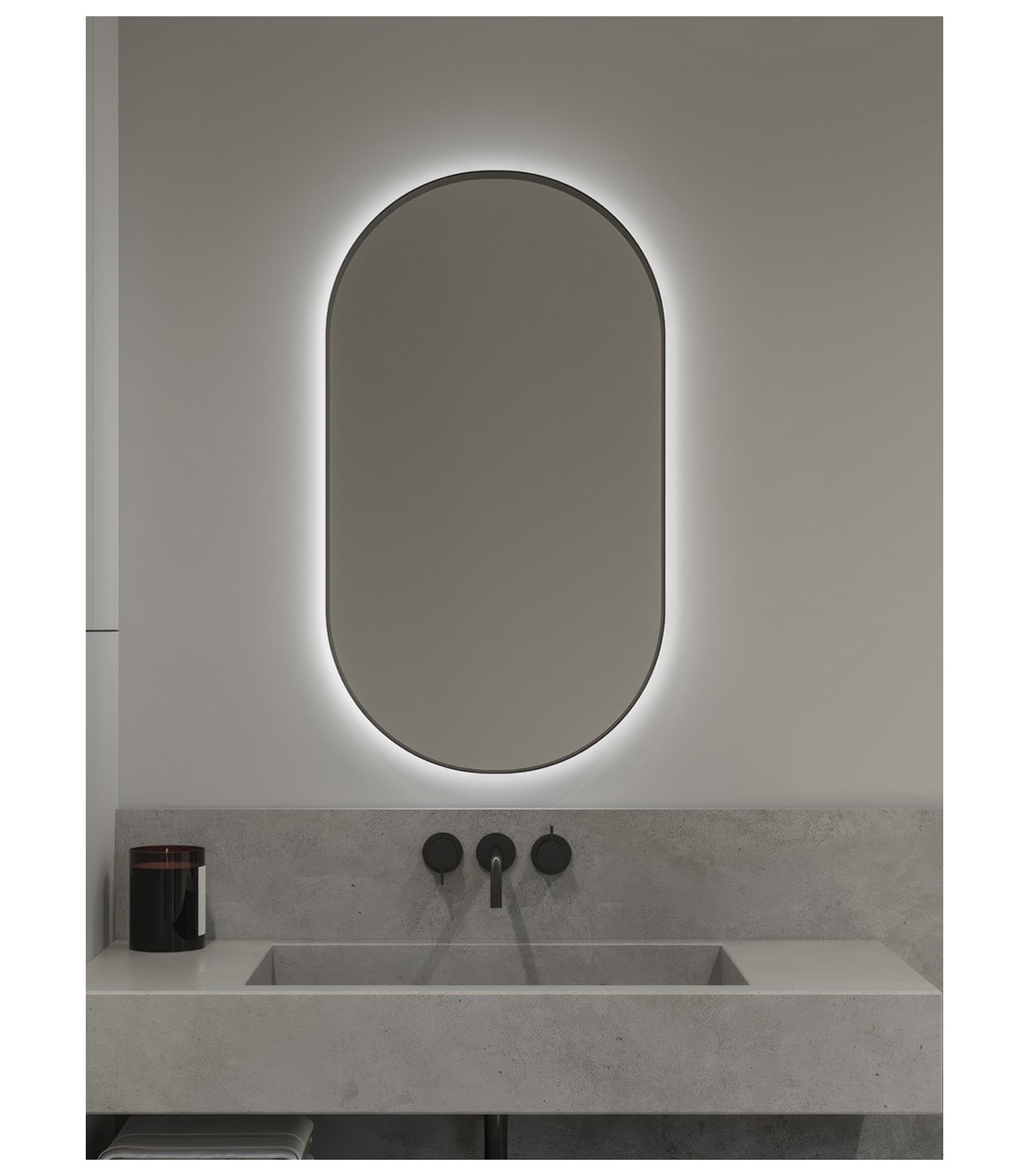 Espejo de baño retroiluminado con luz led capsule black